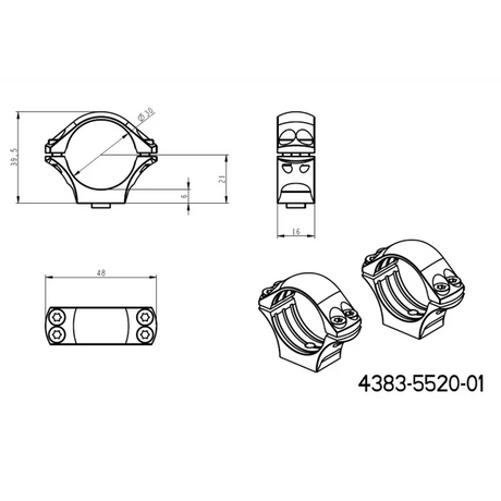 Base tática Picatinny QD longa de 30mm anéis para luneta 