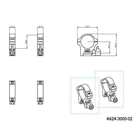 Base Picatinny de 30mm anéis para luneta | com alavanca 